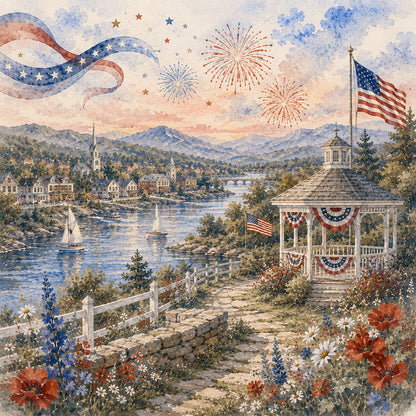 Celebrate America Collection America The Beautiful 12 x 12 Double-Sided Scrapbook Paper by SSC Designs - 15 Pack