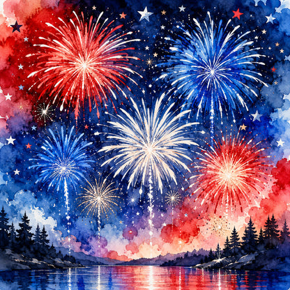 Celebrate America Collection Red, White & Reflections 12 x 12 Double-Sided Scrapbook Paper by SSC Designs - 15 Pack