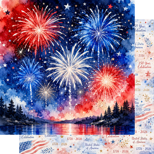 Celebrate America Collection Red, White & Reflections 12 x 12 Double-Sided Scrapbook Paper by SSC Designs - 15 Pack