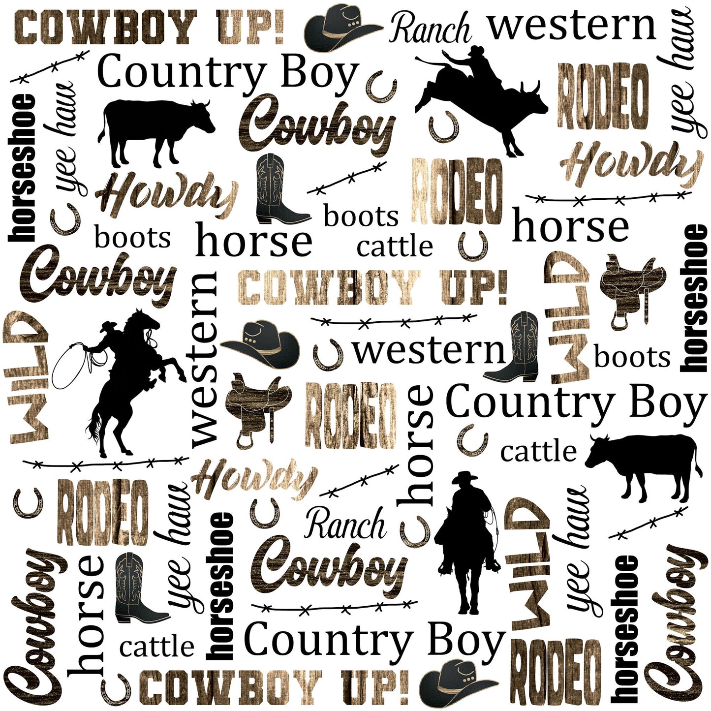 Cowboys Collection Wild Horses 12 x 12 Double-Sided Scrapbook Paper - 15 Pack