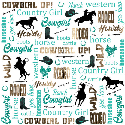 Cowgirls Collection Wild Horses 12 x 12 Double-Sided Scrapbook Paper - 15 Pack