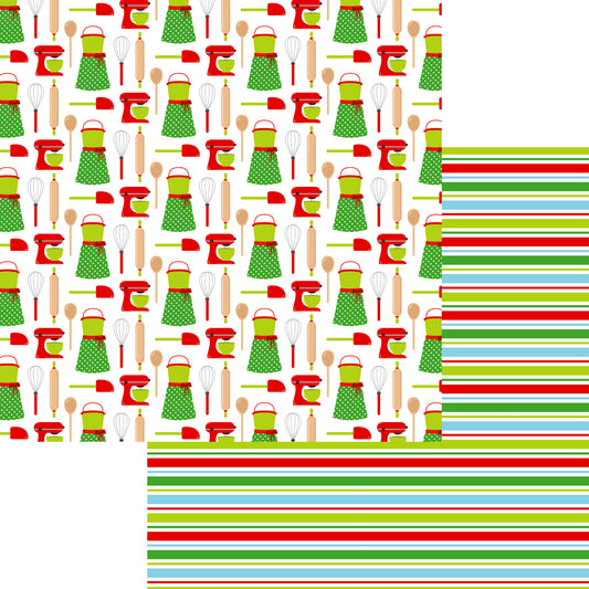 Christmas Baking Collection Aprons A Plenty 12 x 12 Double-Sided Scrapbook Paper by SSC Designs - 15 Pack