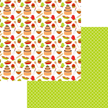 Christmas Baking Collection Christmas Pies & Cakes 12 x 12 Double-Sided Scrapbook Paper by SSC Designs - 15 Pack