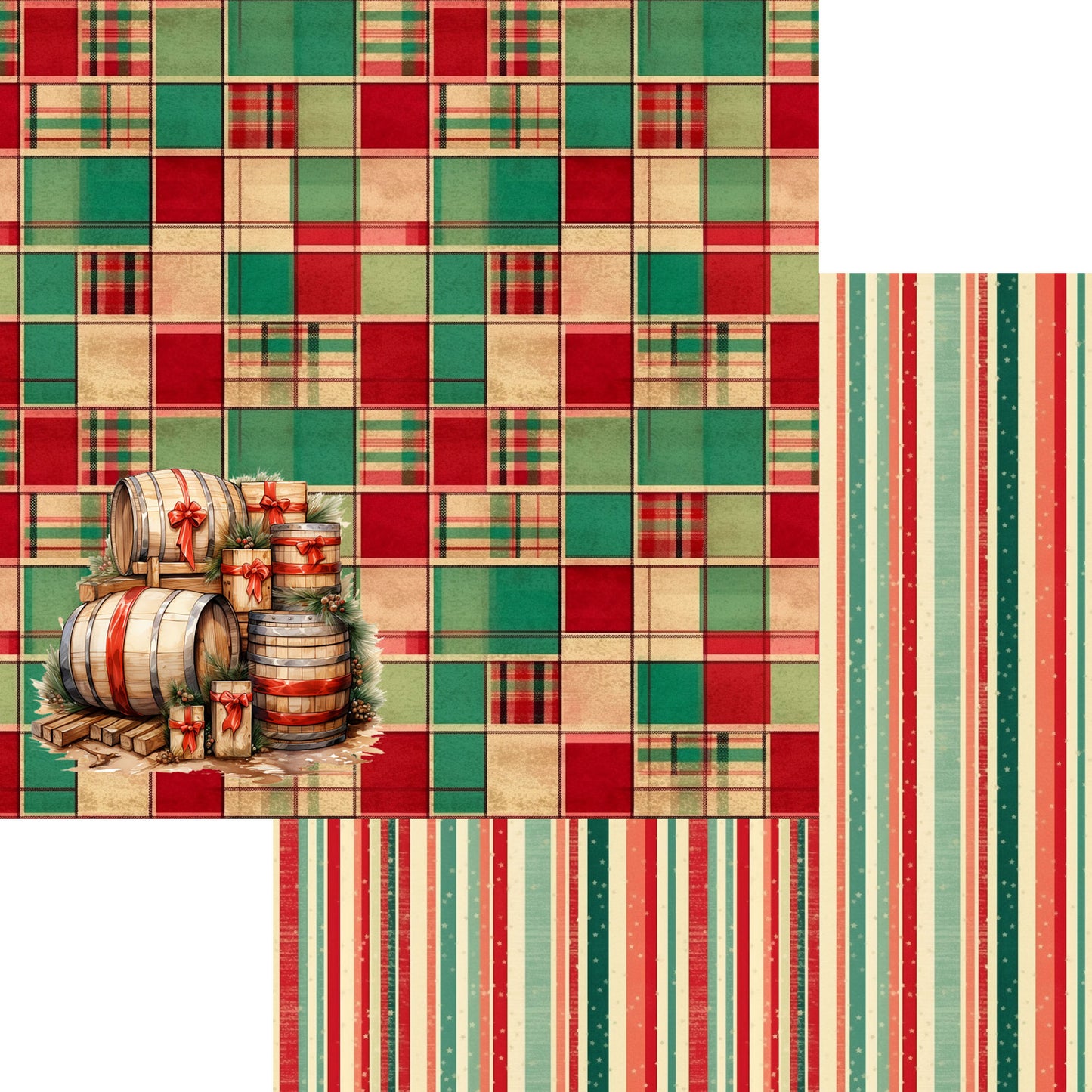 Cowboy Christmas Collection Barrels of Christmas Joy 12 x 12 Double-Sided Scrapbook Paper by SSC Designs - 15 Pack