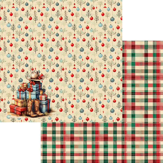 Cowboy Christmas Collection Cowboy Gifts 12 x 12 Double-Sided Scrapbook Paper by SSC Designs - 15 Pack