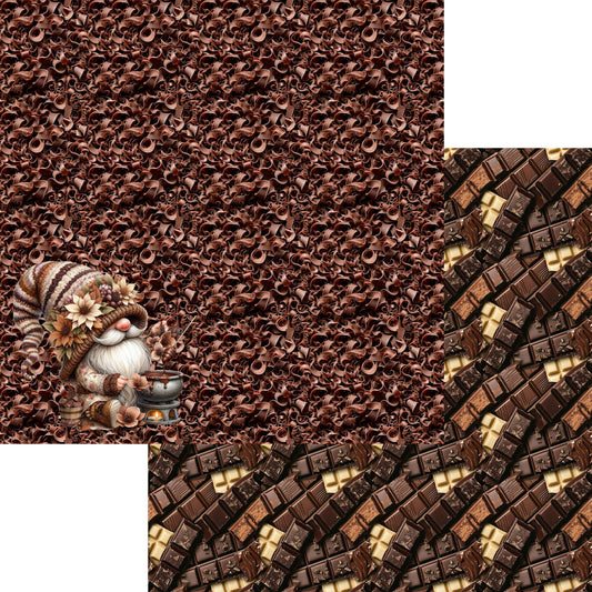 Chocolate Heaven Chocolate Curls 12 x 12 Double-Sided Scrapbook Paper by SSC Designs - 15 Pack