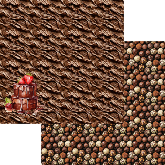 Chocolate Heaven Decadent Chocolate 12 x 12 Double-Sided Scrapbook Paper by SSC Designs - 15 Pack