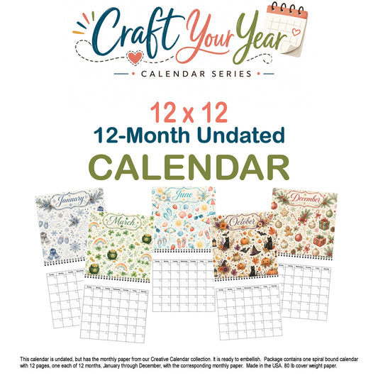 Craft Your Year Calendar Series 12-Month 12 x 12 Undated Calendar by SSC Designs - 3 Pack