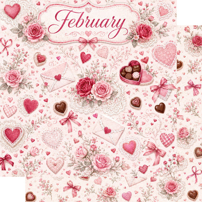 Creative Calendar Collection February 12x12 Double-Sided Scrapbook Paper by SSC Designs