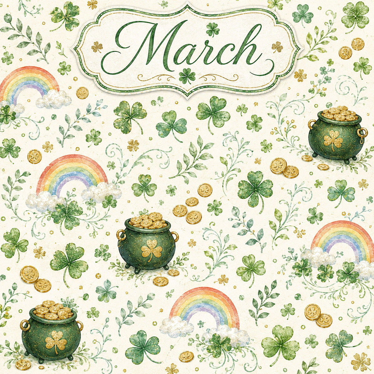Creative Calendar Collection March 12x12 Double-Sided Scrapbook Paper by SSC Designs - 15 Pack