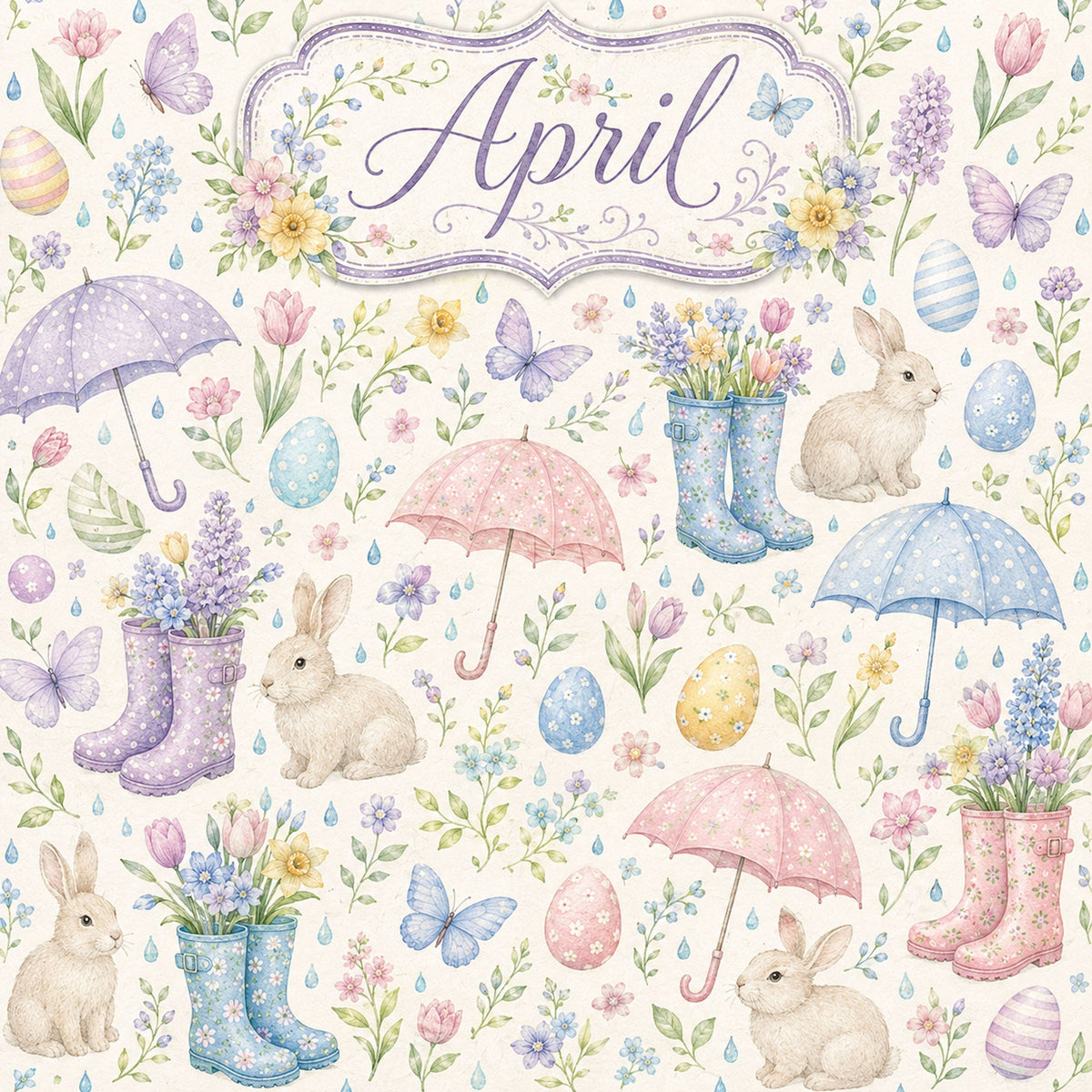 Creative Calendar Collection April 12x12 Double-Sided Scrapbook Paper by SSC Designs - 15 Pack