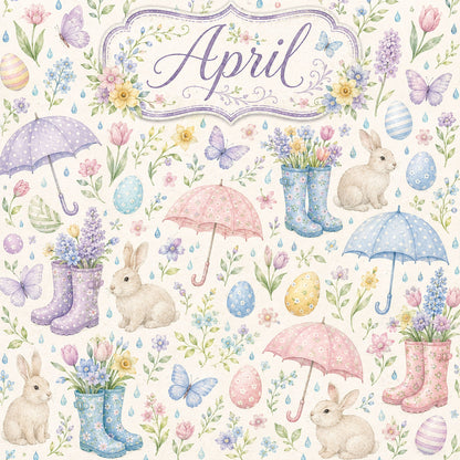 Creative Calendar Collection April 12x12 Double-Sided Scrapbook Paper by SSC Designs - 15 Pack