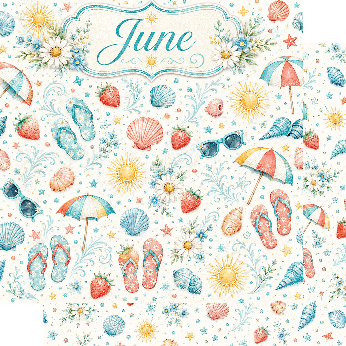 Creative Calendar Collection June 12x12 Double-Sided Scrapbook Paper by SSC Designs