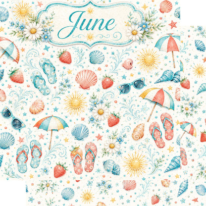 Creative Calendar Collection June 12x12 Double-Sided Scrapbook Paper by SSC Designs