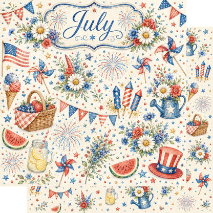 Creative Calendar Collection July 12x12 Double-Sided Scrapbook Paper by SSC Designs