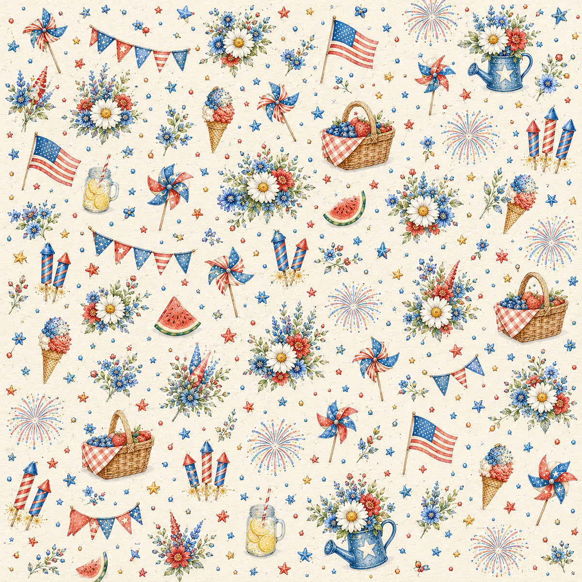 Creative Calendar Collection July 12x12 Double-Sided Scrapbook Paper by SSC Designs - 15 Pack