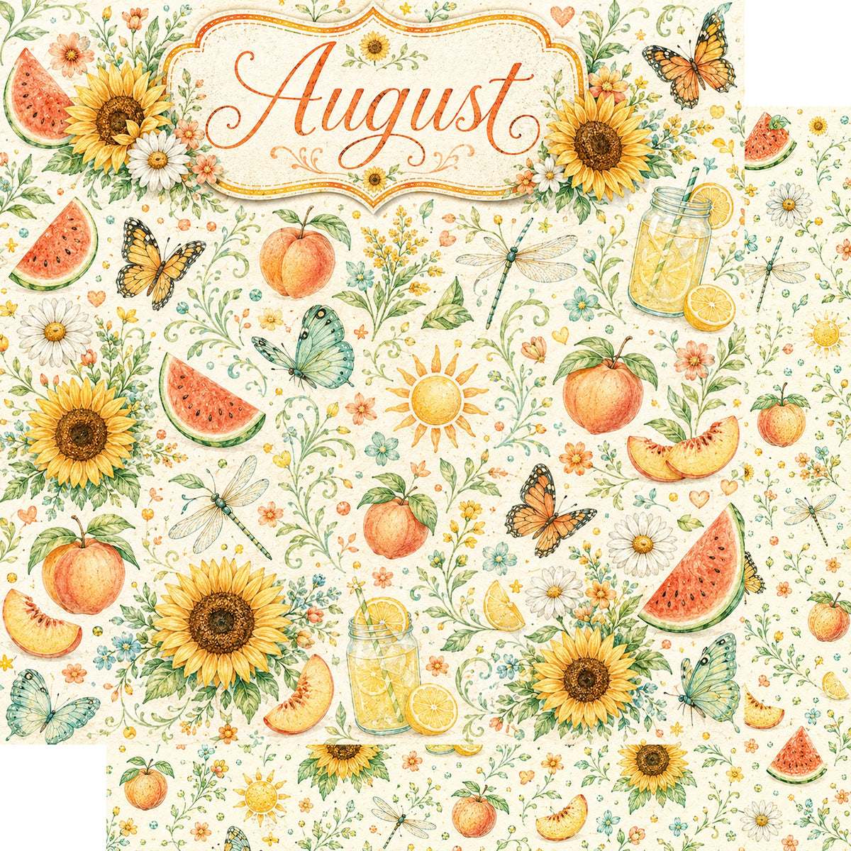 Creative Calendar Collection August 12x12 Double-Sided Scrapbook Paper by SSC Designs