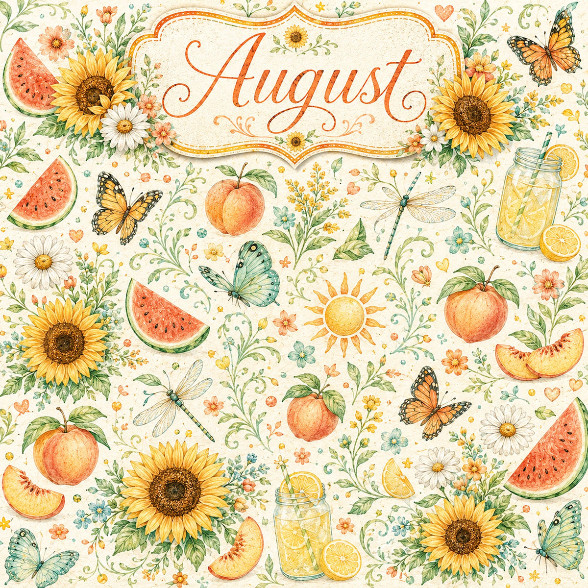 Creative Calendar Collection August 12x12 Double-Sided Scrapbook Paper by SSC Designs - 15 Pack