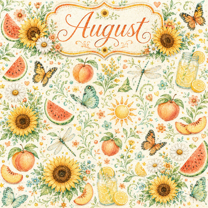Creative Calendar Collection August 12x12 Double-Sided Scrapbook Paper by SSC Designs - 15 Pack