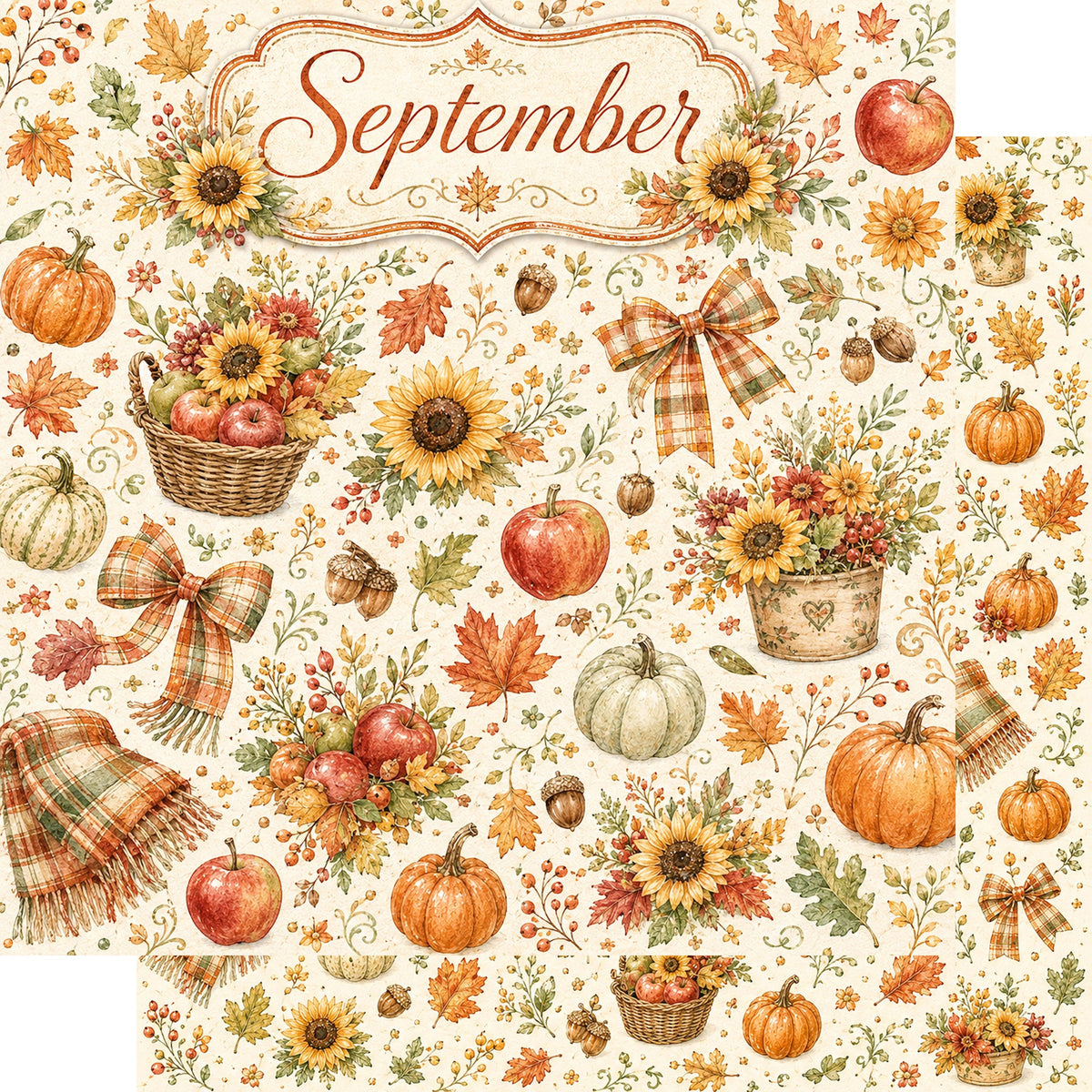 Creative Calendar Collection September 12x12 Double-Sided Scrapbook Paper by SSC Designs