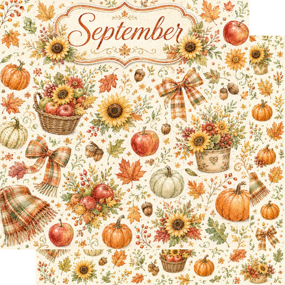 Creative Calendar Collection September 12x12 Double-Sided Scrapbook Paper by SSC Designs