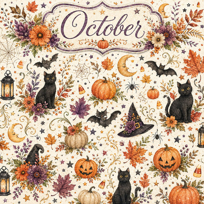 Creative Calendar Collection October 12x12 Double-Sided Scrapbook Paper by SSC Designs - 15 Pack