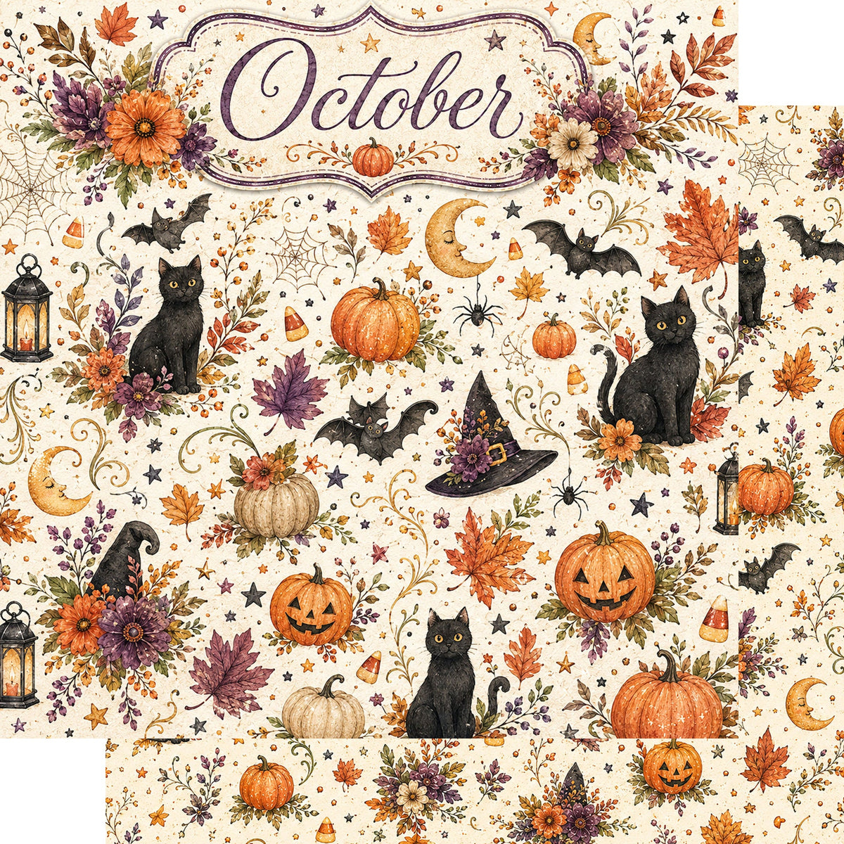Creative Calendar Collection October 12x12 Double-Sided Scrapbook Paper by SSC Designs