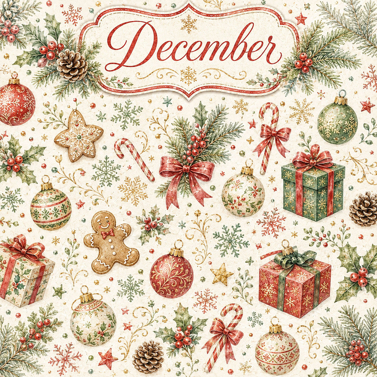 Creative Calendar Collection December 12x12 Double-Sided Scrapbook Paper by SSC Designs - 15 Pack