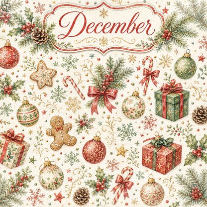 Creative Calendar Collection December 12x12 Double-Sided Scrapbook Paper by SSC Designs - 15 Pack