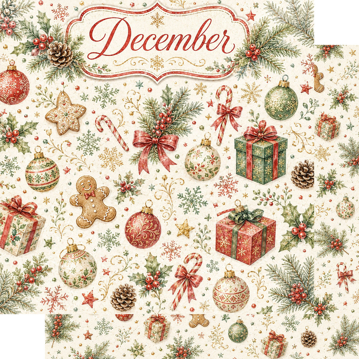 Creative Calendar Collection December 12x12 Double-Sided Scrapbook Paper by SSC Designs