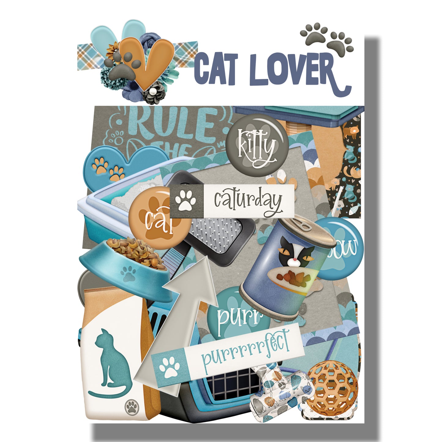 Cat Lover 12 x 12 Scrapbook Paper & Embellishment Kit by SSC Designs - 3 Kits