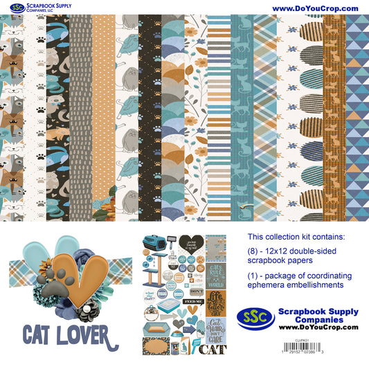Cat Lover 12 x 12 Scrapbook Paper & Embellishment Kit by SSC Designs - 3 Kits
