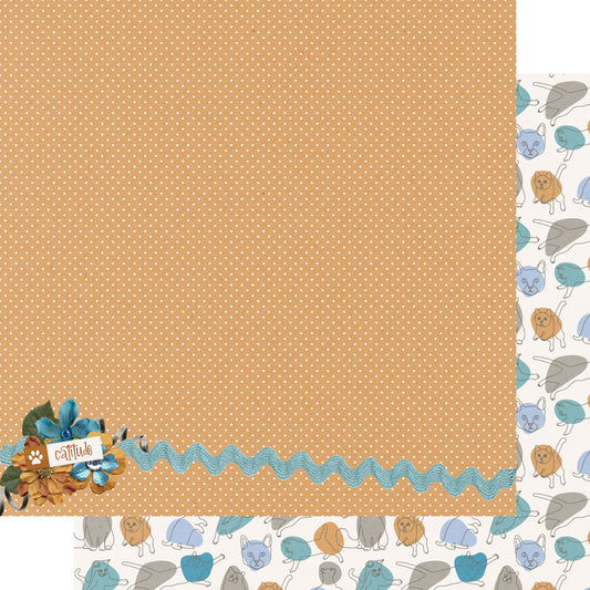Cat Lover Collection Catitude 12 x 12 Double-Sided Scrapbook Paper by SSC Designs - 15 Pack