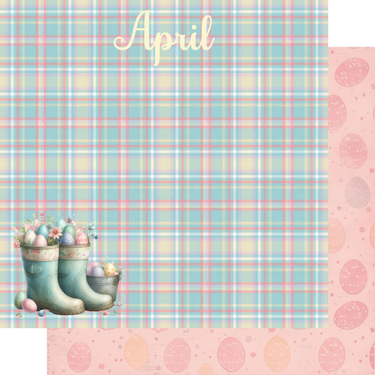 Calendar Memories Collection April 12 x 12 Double-Sided Scrapbook Paper by SSC Designs