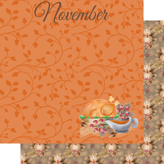 Calendar Memories Collection November 12 x 12 Double-Sided Scrapbook Paper by SSC Designs