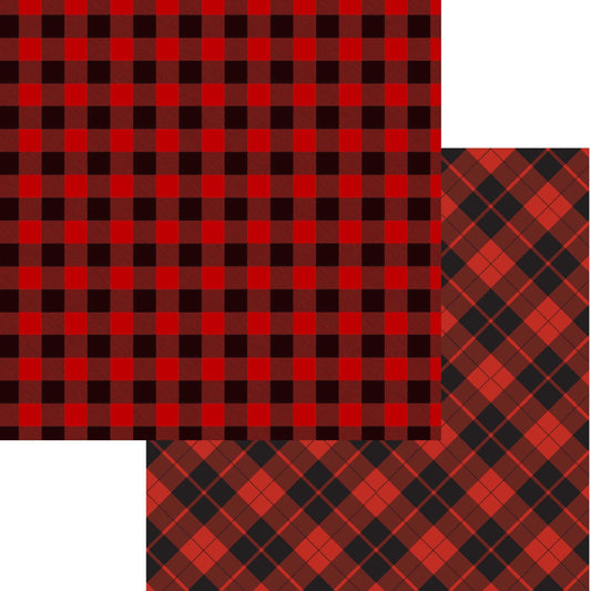 Christmas Patterns Collection Buffalo Red 12 x 12 Double-Sided Scrapbook Paper by SSC Designs