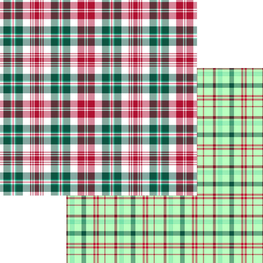 Christmas Patterns Collection Plaid Green 12 x 12 Double-Sided Scrapbook Paper by SSC Designs