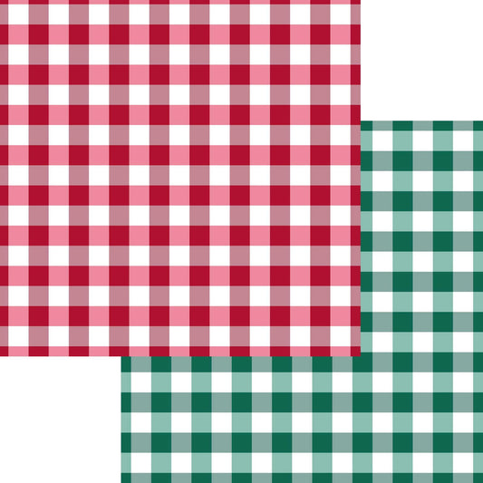 Christmas Patterns Collection Checked 12 x 12 Double-Sided Scrapbook Paper by SSC Designs