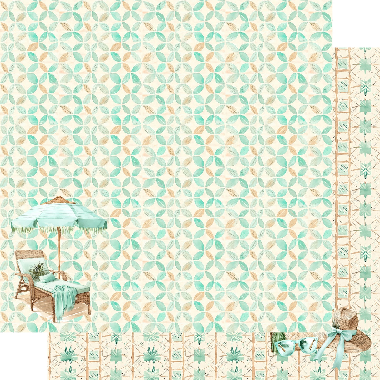 Coastal Shores Collection Lounging Around 12 x 12 Double-Sided Scrapbook Paper by SSC Designs - 15 Pack