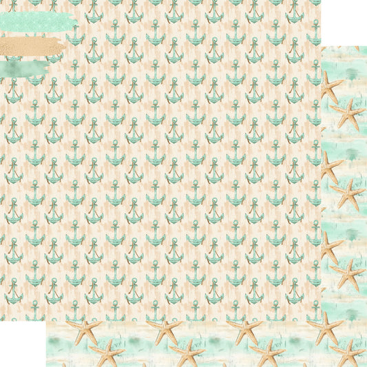 Coastal Shores Collection Sea Star Scatter 12 x 12 Double-Sided Scrapbook Paper by SSC Designs - 15 Pack