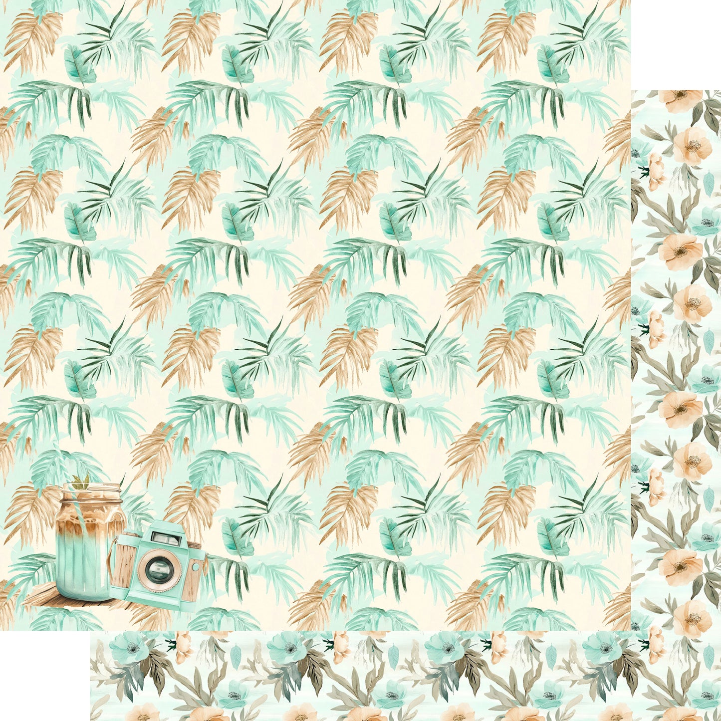 Coastal Shores Collection Salty Breeze Floral 12 x 12 Double-Sided Scrapbook Paper by SSC Designs - 15 Pack