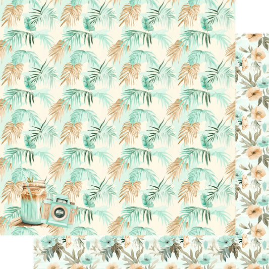 Coastal Shores Collection Salty Breeze Floral 12 x 12 Double-Sided Scrapbook Paper by SSC Designs - 15 Pack