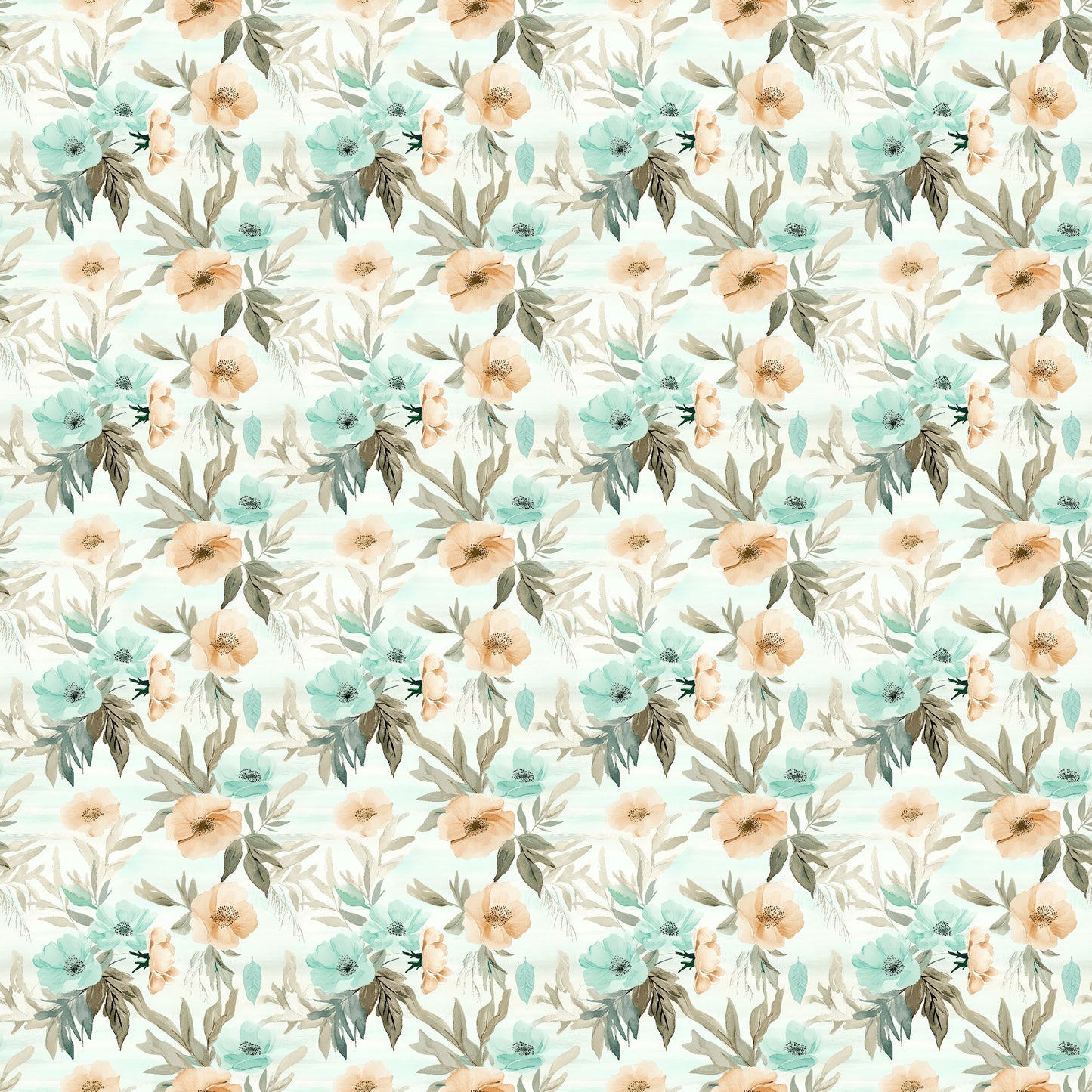 Coastal Shores Collection Salty Breeze Floral 12 x 12 Double-Sided Scrapbook Paper by SSC Designs - 15 Pack