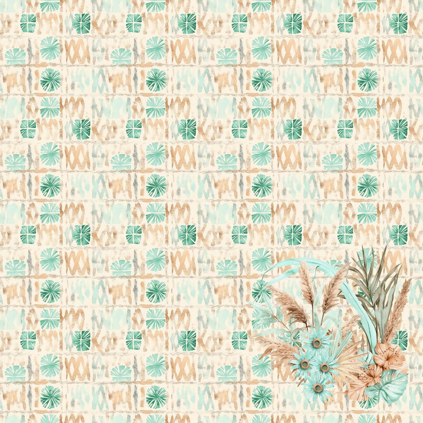 Coastal Shores Collection Beach Blanket Plaid 12 x 12 Double-Sided Scrapbook Paper by SSC Designs - 15 Pack