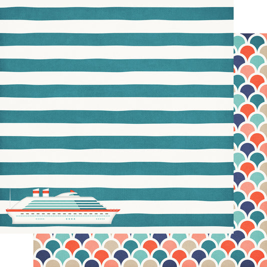 Gone Cruising Collection Cabin Key Stripes 12 x 12 Double-Sided Scrapbook Paper by SSC Designs - 15 Pack