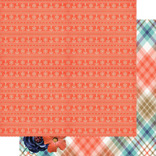 Gone Cruising Collection Shuffleboard Stripes 12 x 12 Double-Sided Scrapbook Paper by SSC Designs - 15 Pack