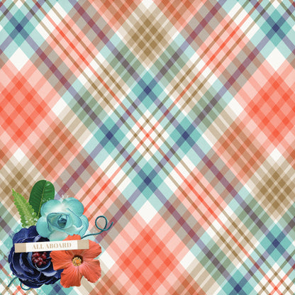 Gone Cruising Collection Shuffleboard Stripes 12 x 12 Double-Sided Scrapbook Paper by SSC Designs - 15 Pack