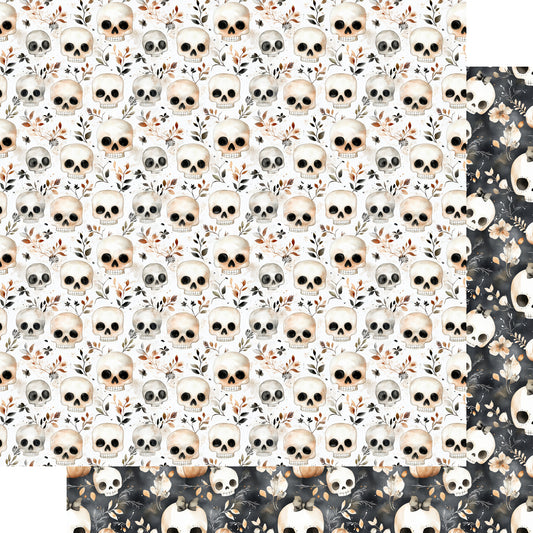 Cute & Spooky Collection Skull & Bloom 12 x 12 Double-Sided Scrapbook Paper by SSC Designs - 15 Pack