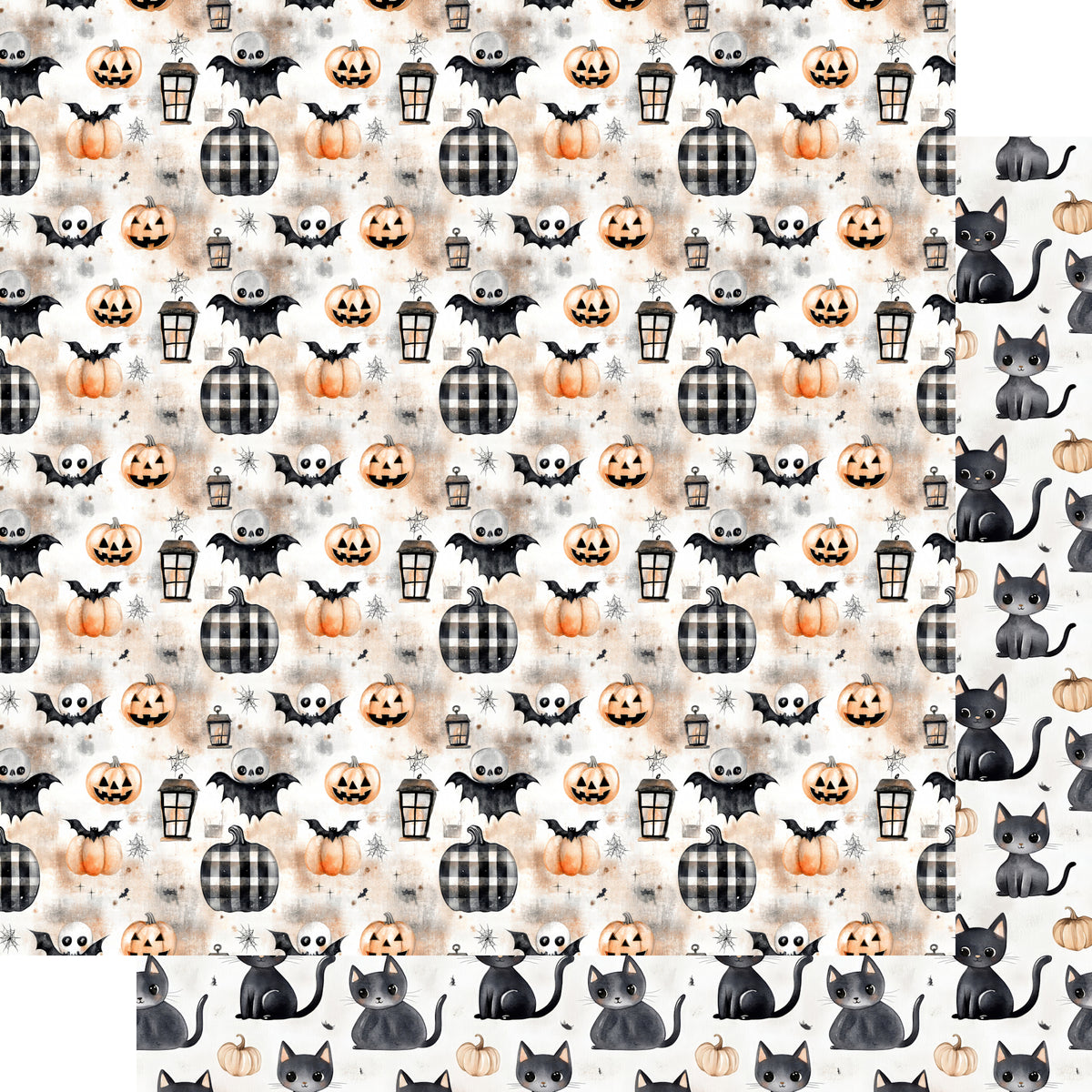 Cute & Spooky Collection Cats & Bats 12 x 12 Double-Sided Scrapbook Paper by SSC Designs - 15 Pack