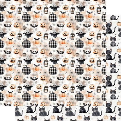 Cute & Spooky Collection Cats & Bats 12 x 12 Double-Sided Scrapbook Paper by SSC Designs - 15 Pack